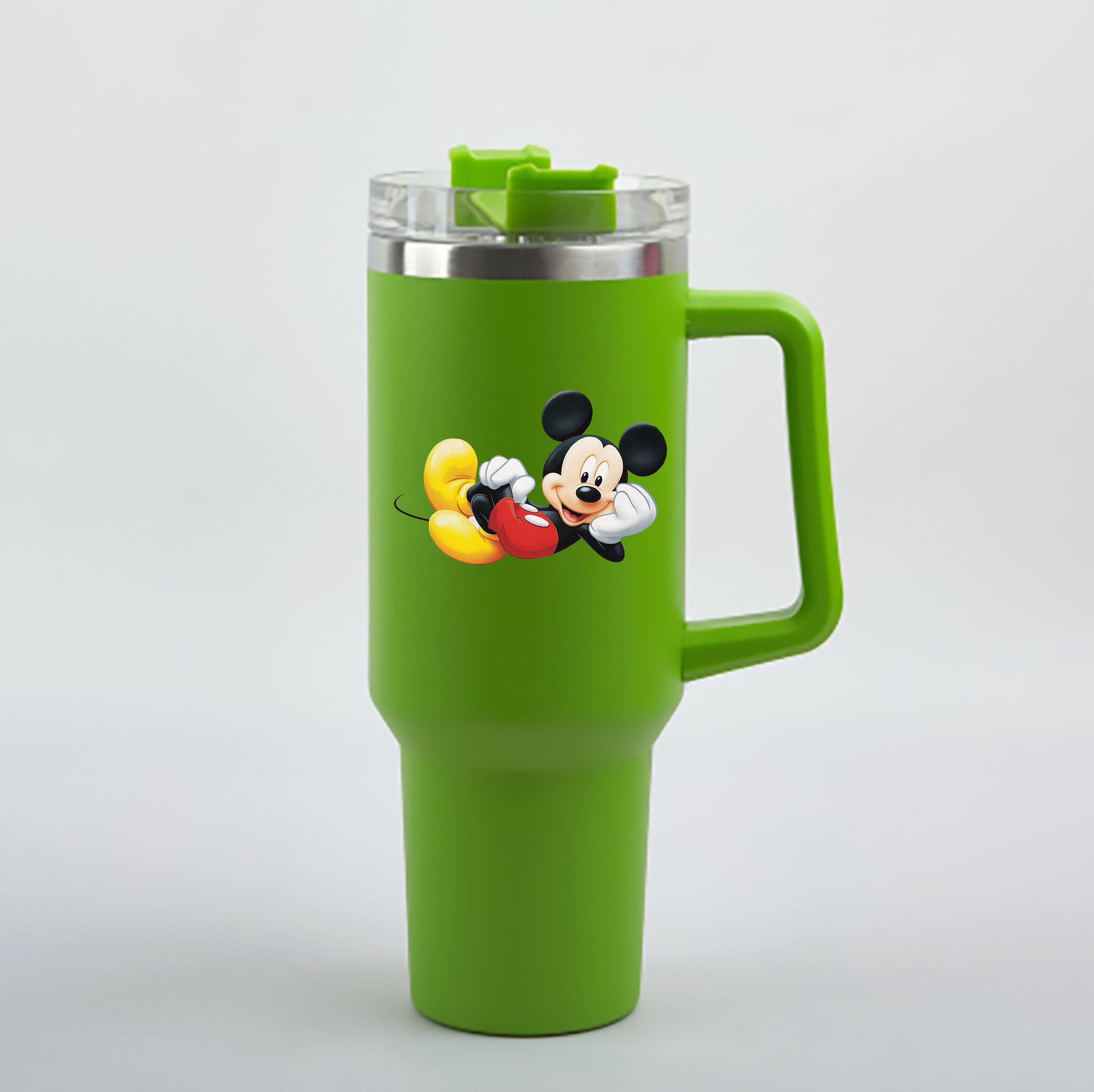 （画像用） ミッキーマウス Mickey Mouse 1200mL車用タンブラー - クリスタルステッカー（プラスチックストロー付き）